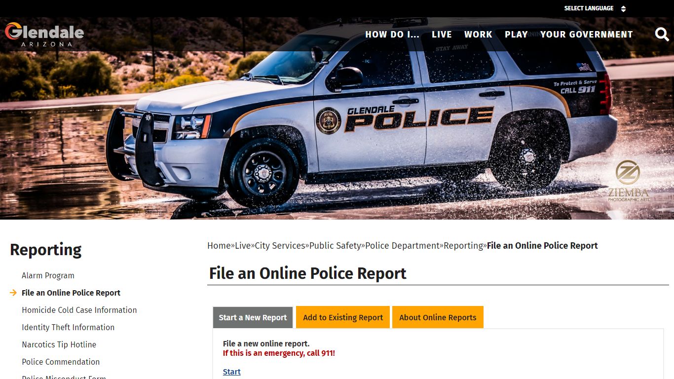 File an Online Police Report - City of Glendale
