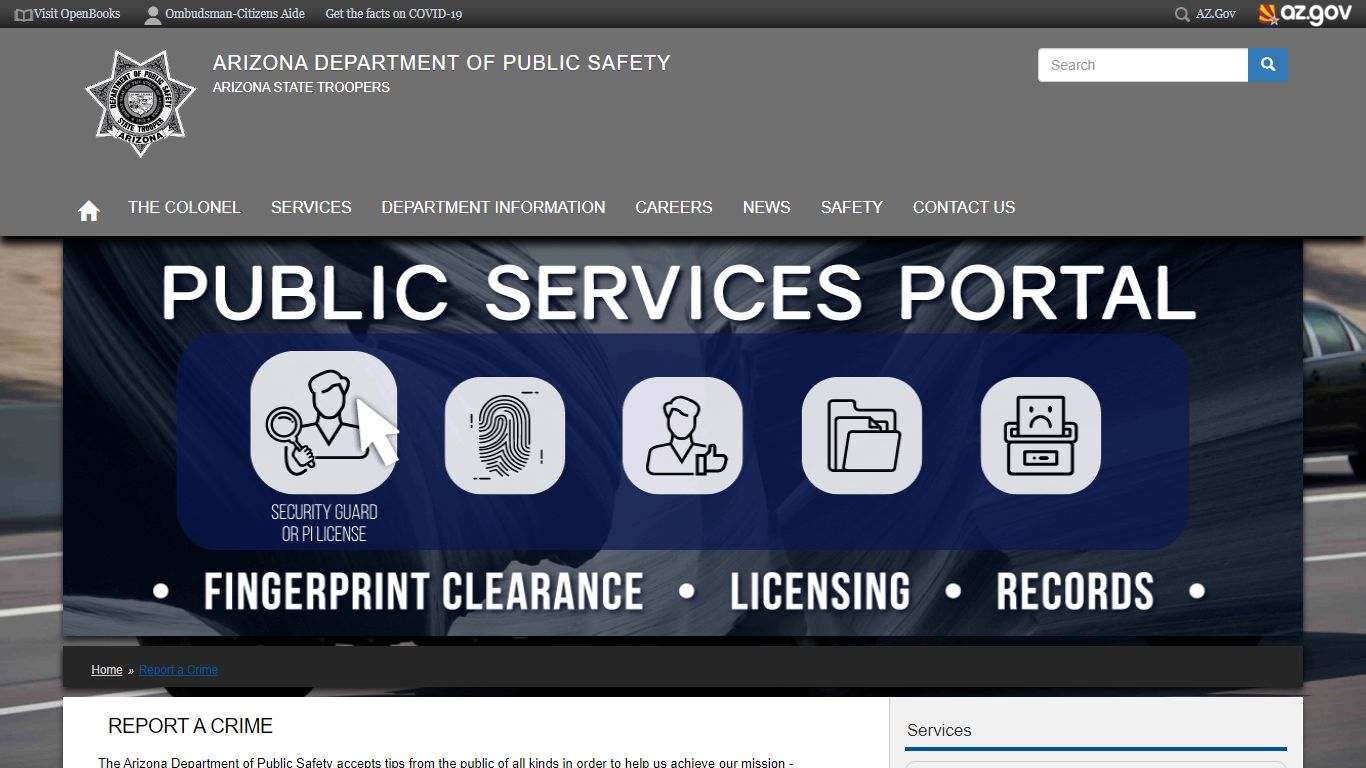 Report a Crime | Arizona Department of Public Safety
